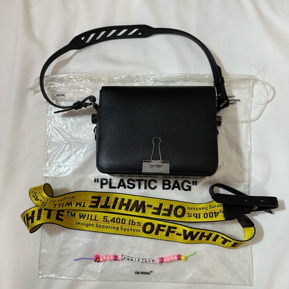 Off White Binder Clip Bag c/o Virgil Abloh (Black Saffiano Leather) AUTHENTIC - Picture 2 of 12